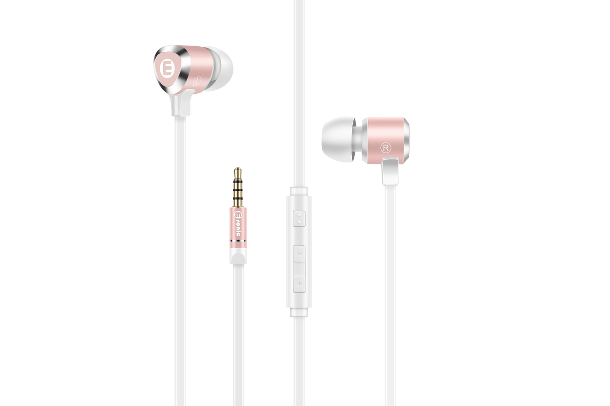 Premium Metallic Earphone with Controller Rose Gold