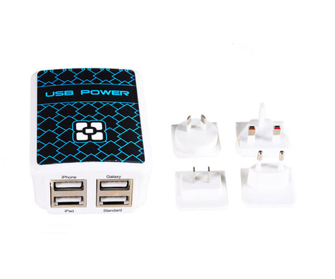 4 USB 4 Plug Travel Wall Charger 4.8A