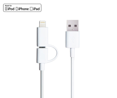 MFI Lightning + Microusb to USB Cable